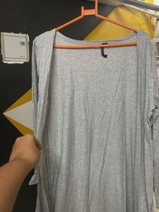 Grey Long Cardigan Dress