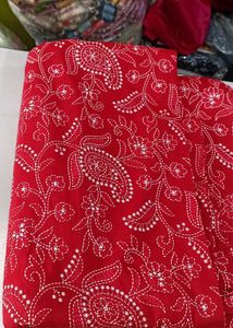 Red Paisley Print Dress Material