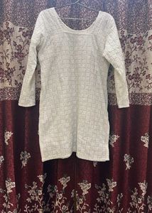 White Textured Kurta