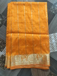 Orange Saree with Gold Border