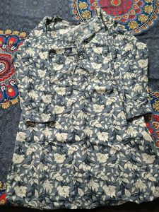 Blue Floral Print Kurta