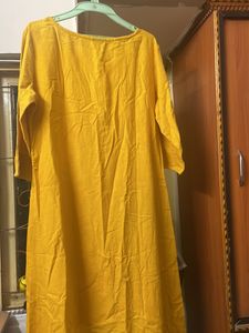 Mustard Color High Low Kurta