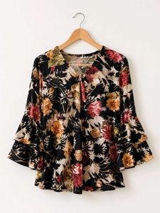 Floral Print Bell Sleeve Top