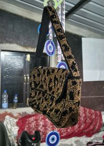 Sparkling Beaded Leopard Print Shoulder Bag