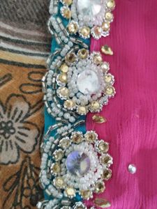 Stunning Pink Embroidered  handwork Saree