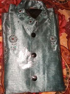 Boy's Light Blue Embroidered Kurta