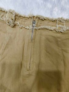 SHEIN Khaki Distressed Mini Skirt