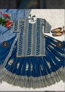 Elegant Blue Lehenga Choli Set unstiched skirt