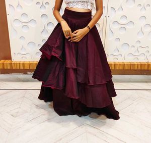 Burgundy Tiered Skirt