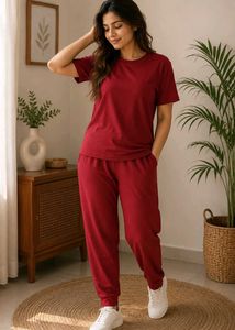 large size women's pjama tshrt cord set