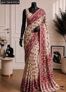 Stylish Ajrakh Mirror Work Saree