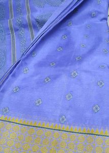Elegant Blue & Gold Saree Tant silk