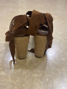 Espadrille Wedge Sandals with Tie-Up