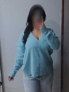 Blue V-Neck Knit Sweater