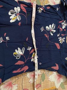 beautiful blue printed suit and umbrella plazo.. it has margin also .. plazo has elastic