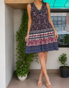 Boho Print Sleeveless Mini Dress
