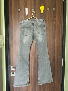 Flared Gray Denim Jeans | h&amp;M