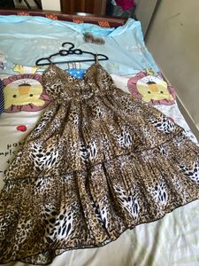 Chic Leopard Print Tiered Mini Dress
