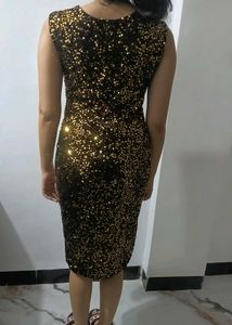 Sparkling Black &amp; Gold Sequin Dress.   ope