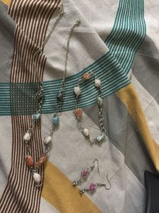 Boho Gemstone Necklace & Earrings Set