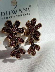 Dhwani Red Stone Flower Earrings