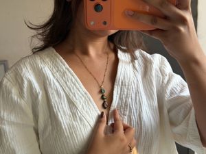 Gold Necklace with Gemstone Pendants