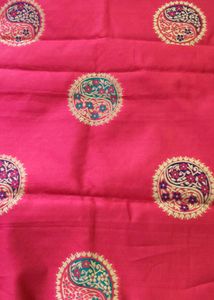 Vibrant Pink Saree and blouse with zari border