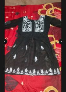 Chic Black Embroidered Sheer Mini Dress