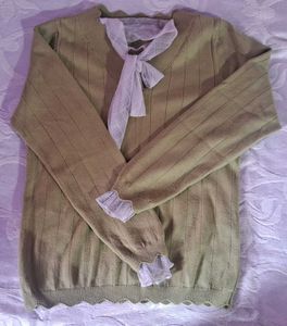 Cute Tie-Neck Knit Sweater