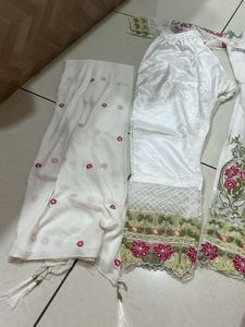 Elegant White Embroidered Kurta Set