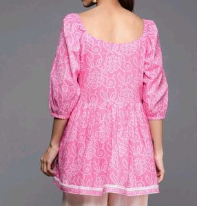 Pretty pink bandhani peplum short kurti 🩷🎀