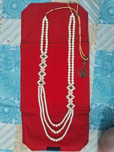 Groom Haar Elegant Pearl & Stone Necklace Set