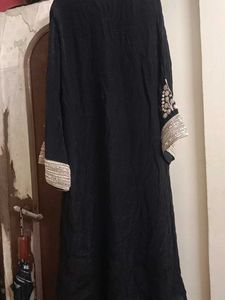 Elegant Black Kurta Set with Silver Embellishments