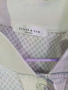 White Mesh Bomber Jacket