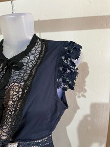 Navy Lace Detail Maxi Dress
