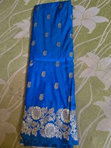 Vibrant Blue Banarasi Silk Saree with blouse piece