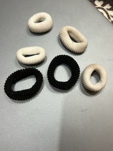 Elastic Hair Ties - Black & White (Set of 5)
