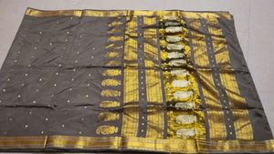 Elegant Grey &amp; Gold Saree