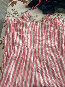 Pink & White Striped Jumpsuit