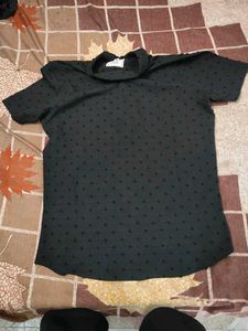 Stylish Black Textured Short Sleeve Shirt