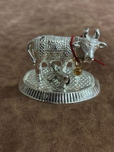 Silver Cow and Calf Showpiece