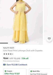 Girls Yellow Floral Print Lehenga Choli Set