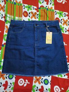 Stylish A-line Denim Short Skirt