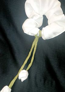 White Scrunchie with Flower Charms