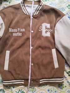 Trendy Brown &amp; White Varsity Jacket