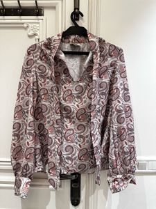 Paisley Print Tie-Neck Blouse
