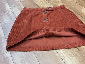 Rust Corduroy Button-Front Skirt