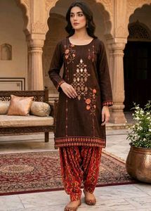Elegant Brown Kurta with Patiala Pants