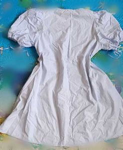 Light blue Puff Sleeve Tie-Up Mini Dress