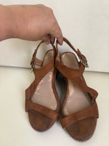 Brown Suede Wedge Sandals